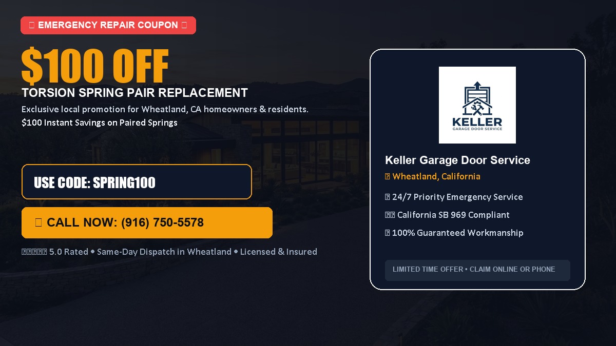 $100 OFF Heavy-Duty Torsion Spring Pair Replacement in Wheatland, CA